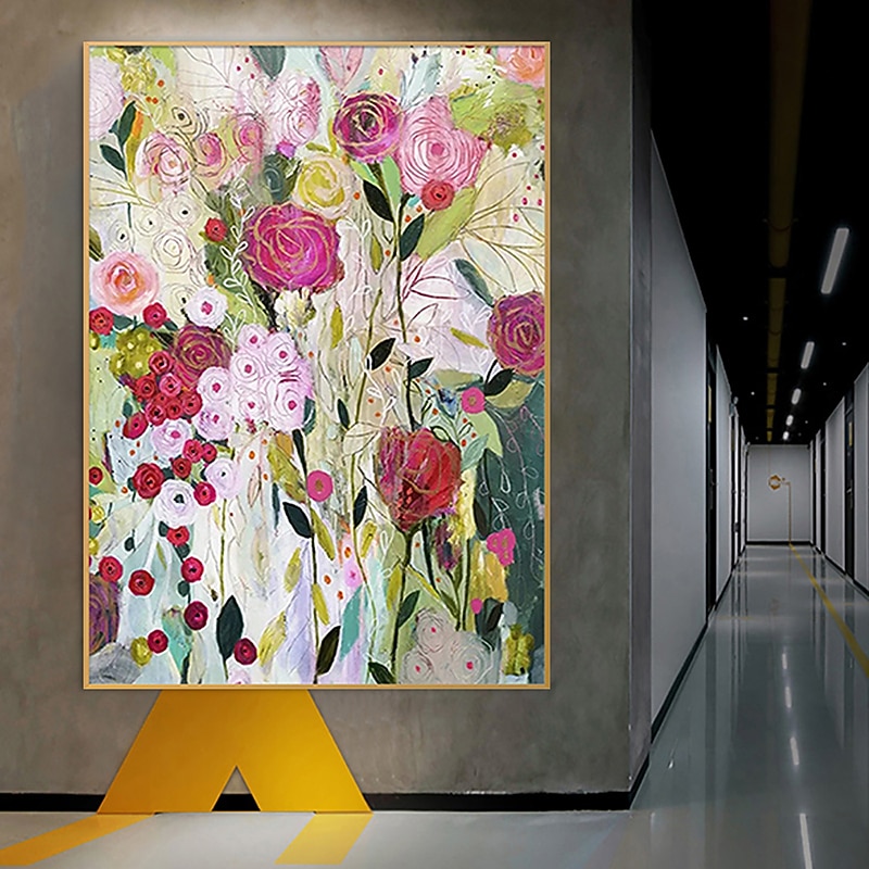 Handmade Oil Painting Canvas Wall Art Decoration Modern Big Flowers for Home Decor Rolled Frameless Unstretched Painting3