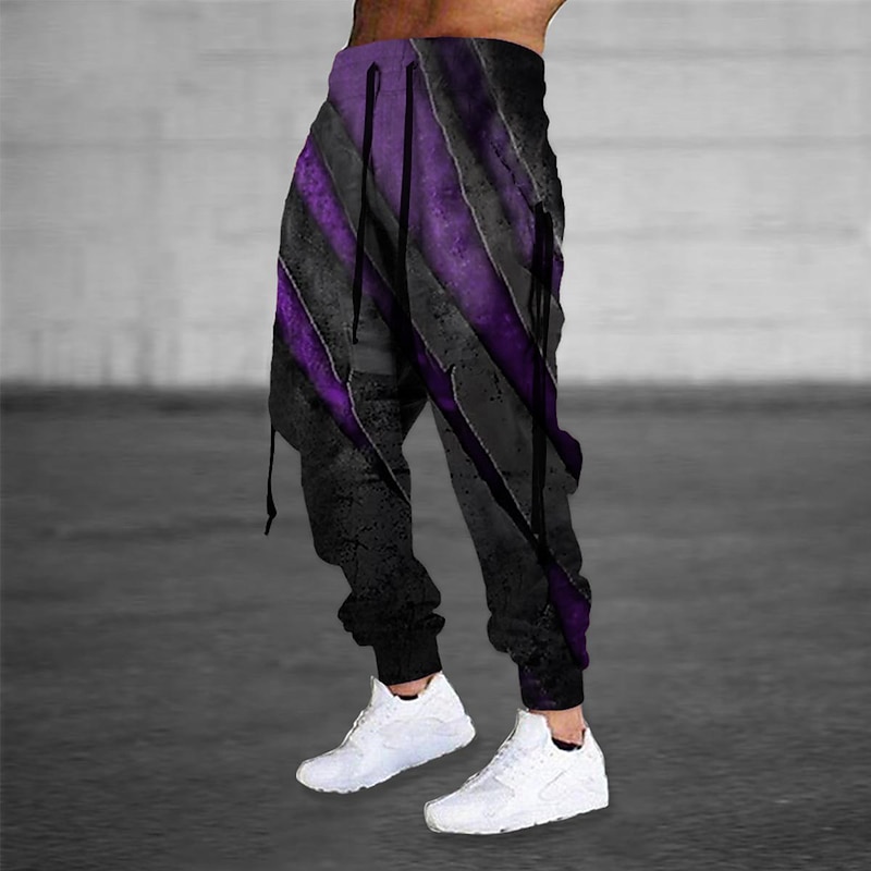 Men's Sweatpants Joggers Trousers Drawstring Elastic Waist 3D Print Graphic Prints Comfort Breathable Sports Outdoor Casual Daily Cotton Blend Terry Streetwear Designer Red Blue Micro-elastic2