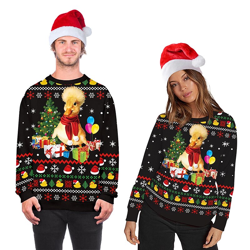 Cat Puppy Pug Ugly Christmas Sweater / Sweatshirt Men's Women's Christmas Christmas Carnival Masquerade Christmas Eve Adults Party Christmas Polyester Top