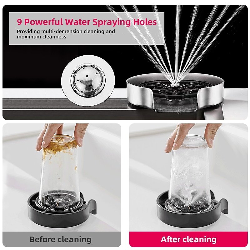 Glass Rinser For Kitchen Sink,Stainless Steel Cup Washer For Sink,Glass Washer for Sink,Cup Cleaner For Sink,Metal Washer,Kitchen Sink Accessories2