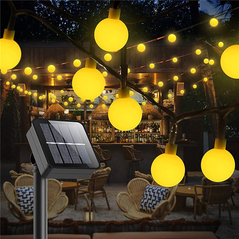 Mini Globe String Lights Solar LED Fairy String Lights 12M 100LED 5M 20LED  Outdoor Waterproof IP65 Camping Flexible Holiday Lights for Garden Christmas/Halloween Party Yard Decoration