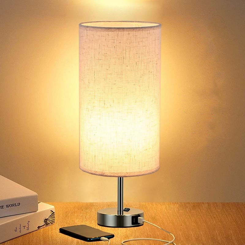 Bedside lamps with USB Charging Port Touch Sensor for Bedroom Reading Room Eye Protection  Modern Contemporary Nordic Style