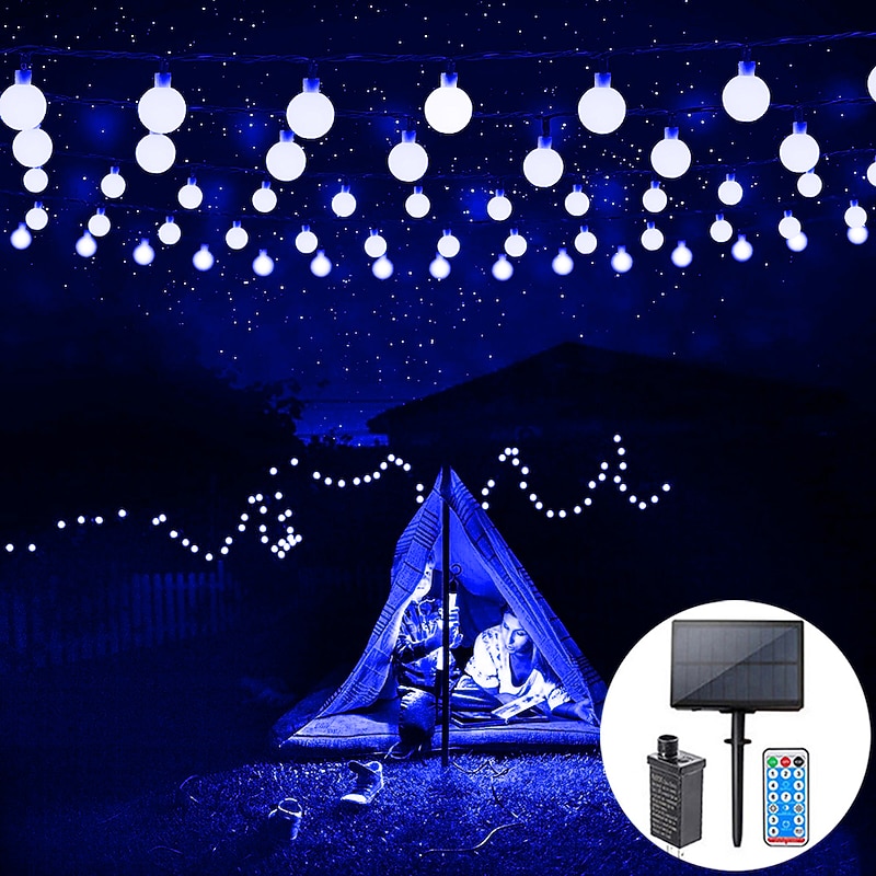 Outdoor Globe String Lights Solar/Plug in Remote Control 10M 20M 30M 40M 50M Party Holiday String Lights Creative String Lights Holiday 1set4