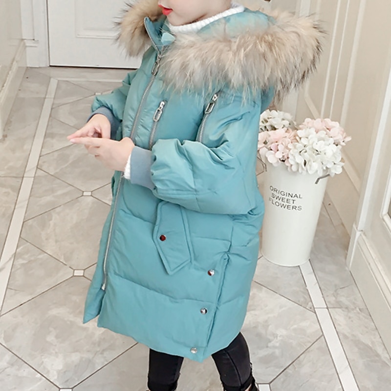Girls' 3D Plain Coat Long Sleeve Fall Winter Active Cute Polyester Kids 3-12 Years Daily Vacation Regular Fit3