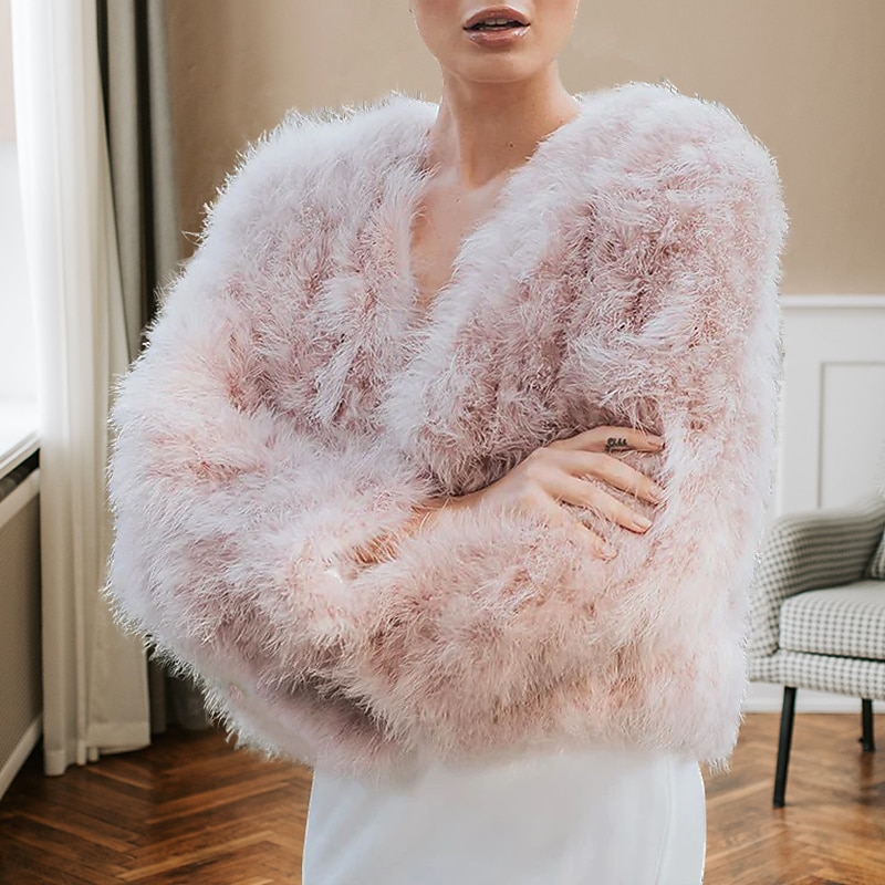 Faux Fur Wraps Shawls Women's Wrap Pure Elegant Long Sleeve Faux Fur Wedding Wraps With Pure Color For Wedding Fall dress to impress3