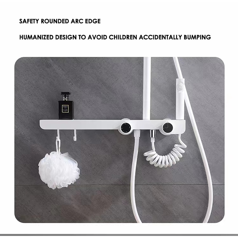 Shower Faucet,Shower System Rainfall Shower Head System Set Handshower Included Multi Spray Shower Contemporary Painted Finishes Mount Outside Ceramic Valve Bath Shower Mixer Taps4