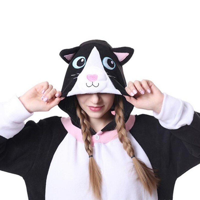 Adults' Character Nightwear Onesie Costume Carnival Costume Cat Onesie Pajamas Kigurumi Pajamas For Men and Women Christmas Carnival Cartoon4