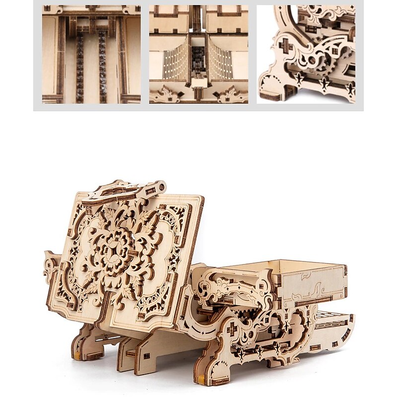 Women's Day Gifts 3D Wooden Puzzle Antique Jewel Box Music Box Kit DIY Home Decoration Laser-Cut Mechanical Model Mother's Day Stunning Gifts for Adults Mother's Day Gifts for MoM2