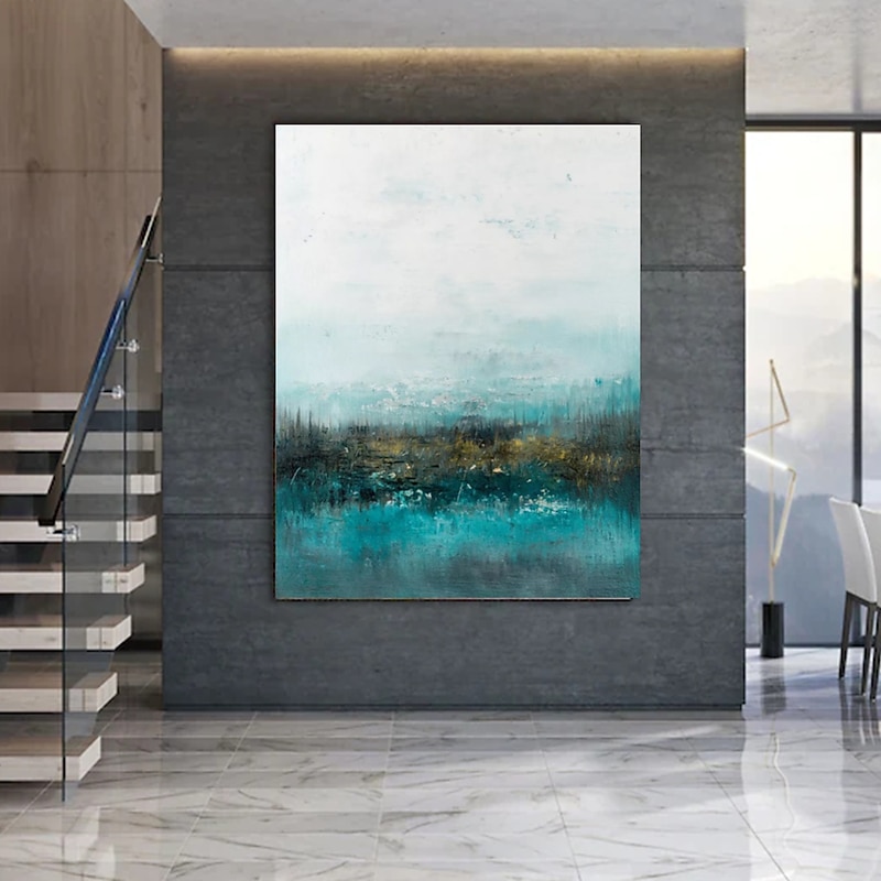 Handmade Oil Painting Canvas Wall Art Decorative Abstract Knife Painting Landscape Green For Home Decor Rolled Frameless Unstretched Painting3