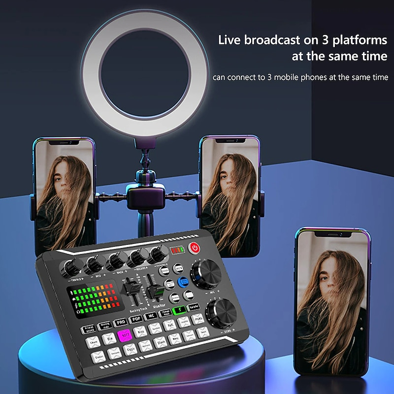 Professional Audio Mixer, Live Sound Card and Audio Interface with DJ Mixer Effects and Voice Changer,Podcast Production Studio Equipment, Prefect for Streaming/Podcasting/Gaming4