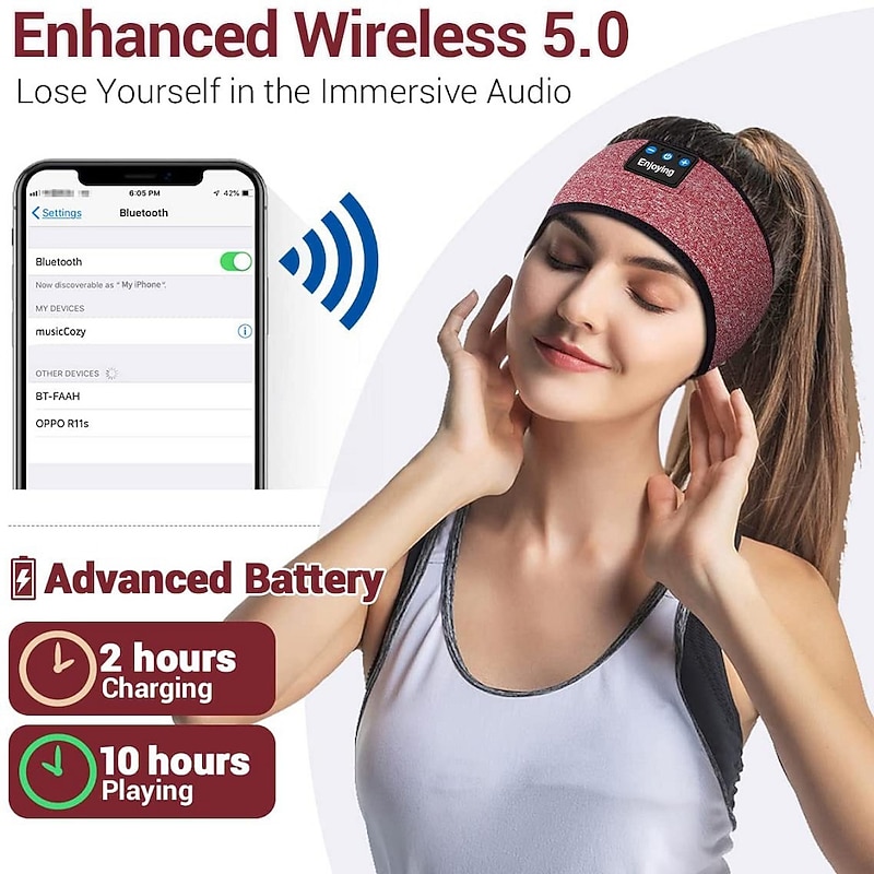 Sleep Headphones Bluetooth Headband Wireless Music Eye Mask Thin Stereo Speakers Mic Handsfree Music Earbuds for Side Sleepers Running Insomnia Travel Yoga Sleeping Band4