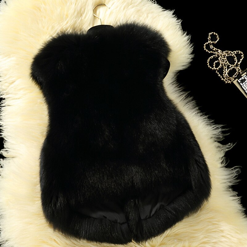 Toddler Girls' Faux Fur Vest Coat Sleeveless Blue Pink Light Gray Solid Color Fall Winter Fashion Anniversary 3-7 Years4