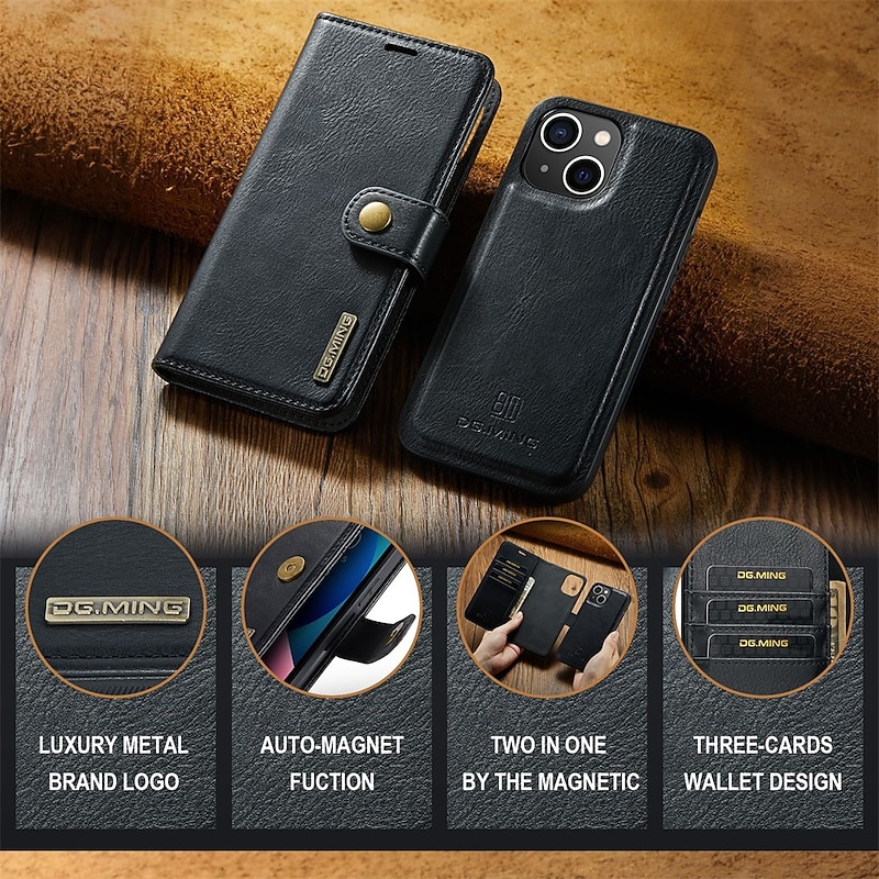 Phone Case For iPhone 17 Pro Max 17 Air 16 15 14 Pro Max Plus 16e 13 12 11 Pro Max Mini Wallet Case Flip Cover Magnetic Full Body Protective Card Slot Solid Color PU Leather3