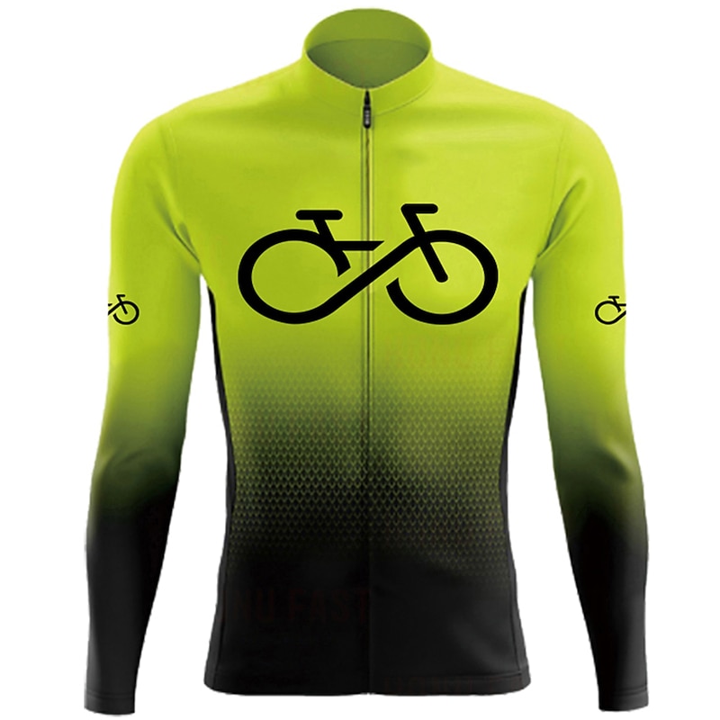 Men's Cycling Jersey Gradient Funny Long Sleeve Bike Jersey Top with 3 Rear Pockets Mountain Bike MTB Road Bike Cycling Quick Dry Reflective Strips Back Pocket Moisture Wicking Sports Black Yellow Red4