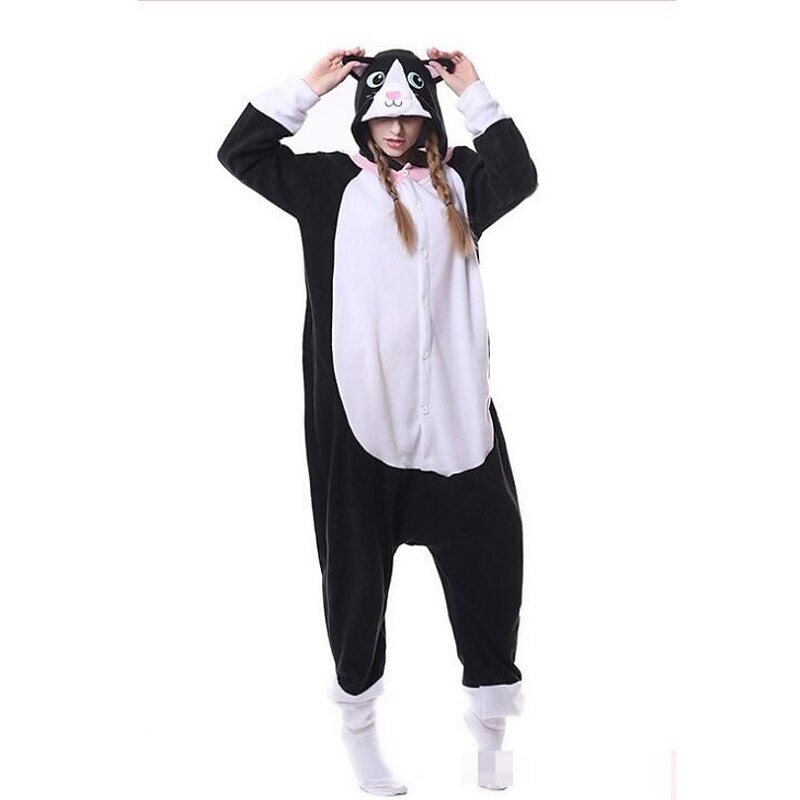 Adults' Character Nightwear Onesie Costume Carnival Costume Cat Onesie Pajamas Kigurumi Pajamas For Men and Women Christmas Carnival Cartoon2