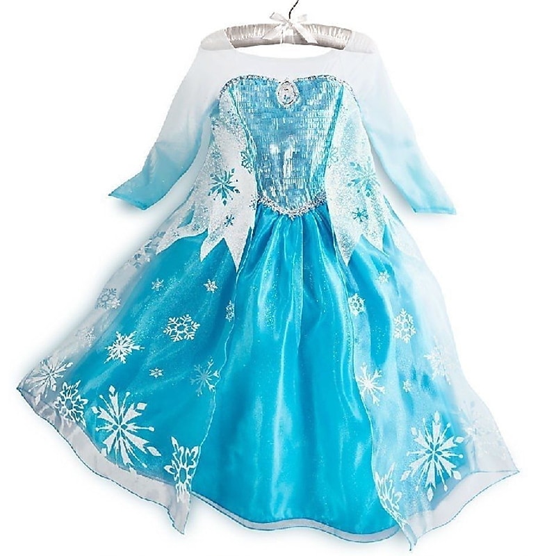 Kids Girls' Frozen Elsa Costume Dress Graphic A Line Dress Performance Pegeant Blue Long Sleeve Princess Beautiful Dresses Fall Winter 2-8 Years