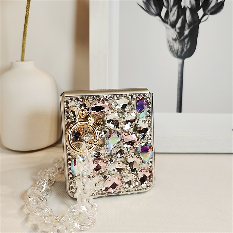 Phone Case For Samsung Galaxy Z Flip 7 Z Flip 6 Z Flip 5 Z Flip 4 Z Flip 3 Flip Bumper Frame Rhinestone Full Body Protective Crystal Diamond PC3
