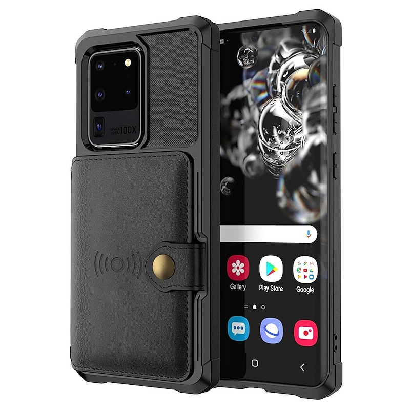 Phone Case For Samsung Galaxy S25 S23 S22 S21 FE S21 Ultra Plus A14 A34 A54 S20 Back Cover Magnetic With Card Holder Shockproof Solid Colored PU Leather2