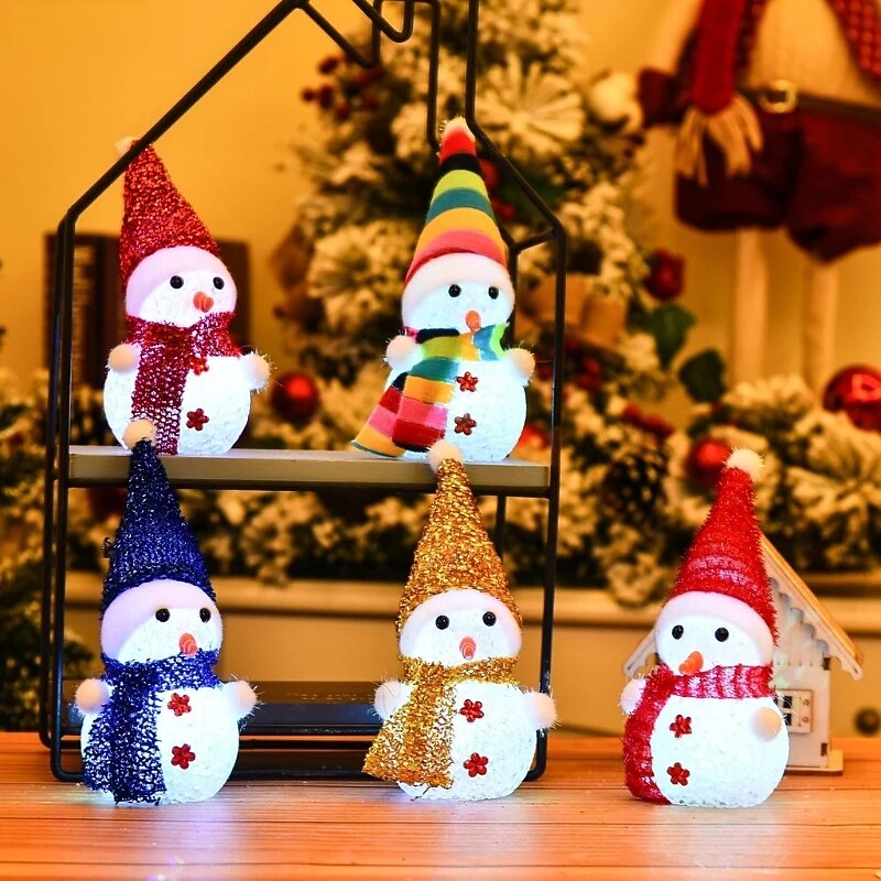 Multicolor Led Luminous Snowman Ornaments Christmas Pendant Christmas Crystal Lamp Nightlight Merry Christmas Gift Noel Goods - Main Image