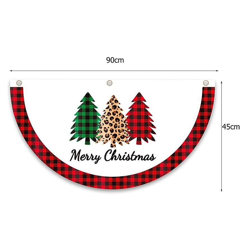 Christmas Decor for Home Outdoor Fan-shaped Flag Door Decoration Merry Christmas Porch Door Banner Hanging Ornament Christmas Decoration for Home Xmas Navidad Happy New Year2