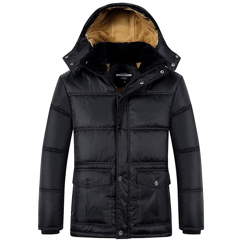 Men's Winter Coat Winter Jacket Puffer Jacket Quilted Jacket Camping & Hiking Warm Winter Solid Color Bright Black Black Puffer Jacket3
