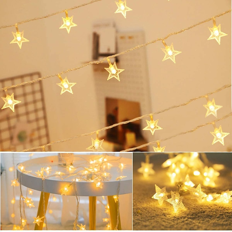 Christmas Star Fairy String Lights Battery Operated 10m 80LED with Remote Control for Indoor Outdoor Home Party Garden Patio Wedding Christmas Tree Hanging Lights Xmas Decoration Lights3