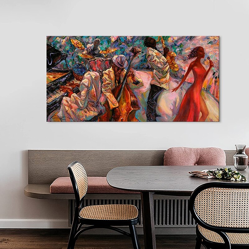 Handmade Oil Painting Canvas Wall Art Decoration Vintage Figure Drawing Concert for Home Decor Rolled Frameless Unstretched Painting3