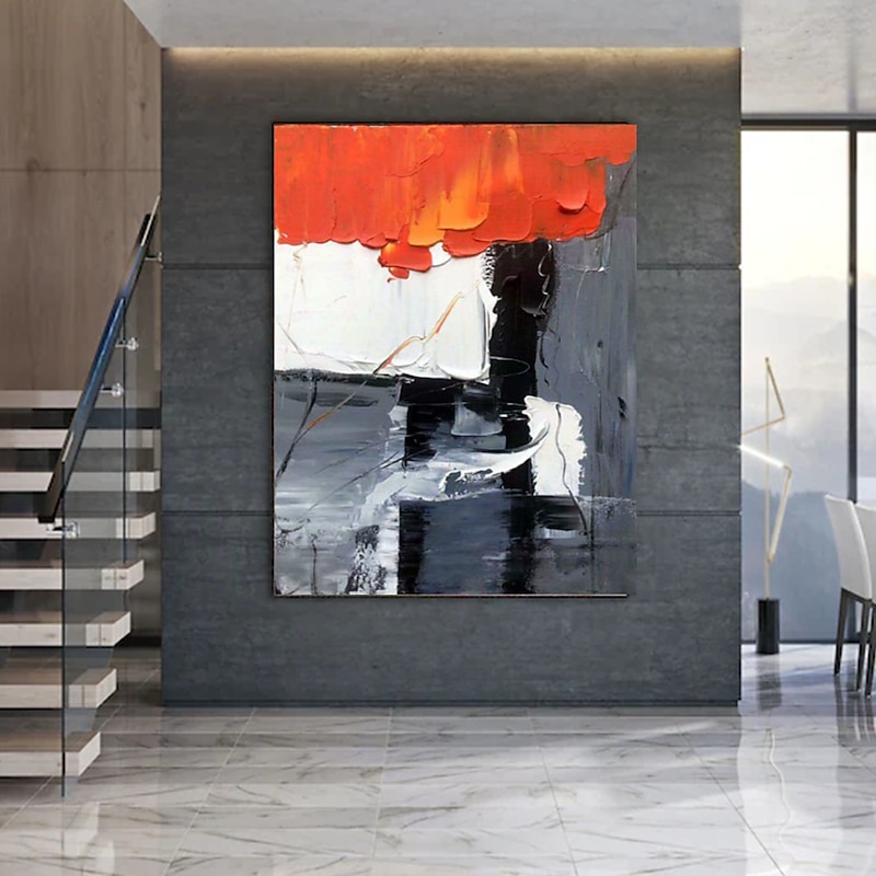 Handmade Oil Painting Canvas Wall Art Decor Abstract Knife Painting Landscape Black For Home Decor Rolled Frameless Unstretched Painting2