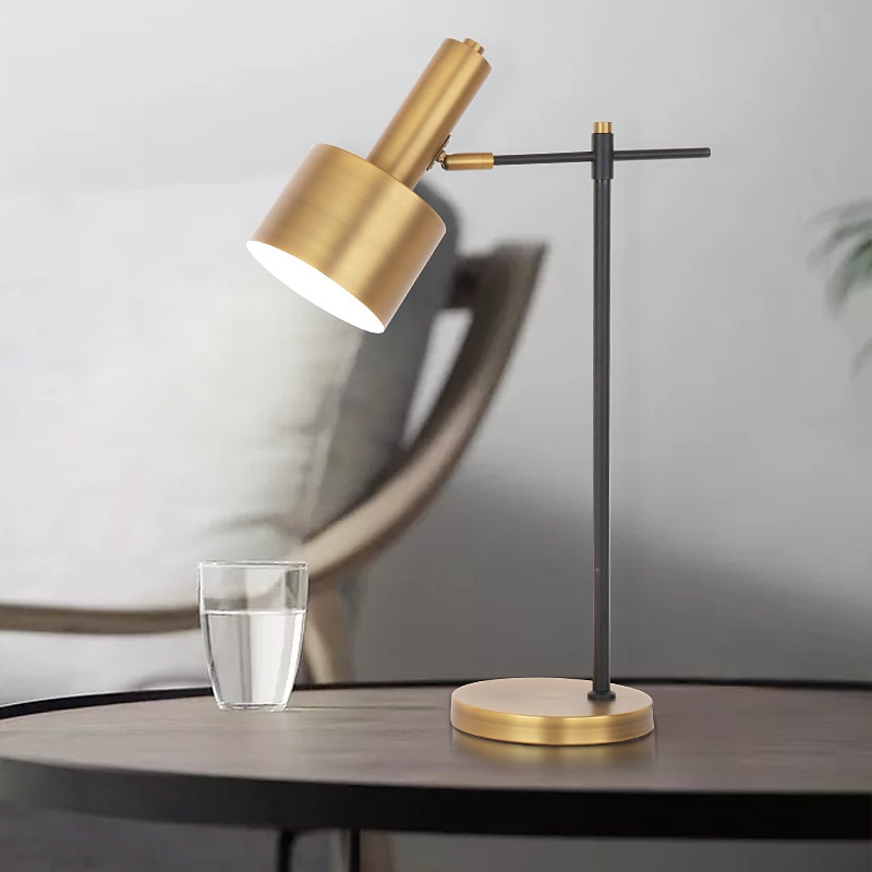 Desk Lamp for Reading LED 22.25“ Metal Table Lamp Light for Office Bedroom Study Room Living Room Nightstand Bedside Lamps Brass Gold Accent Finish 5W Bulb Included