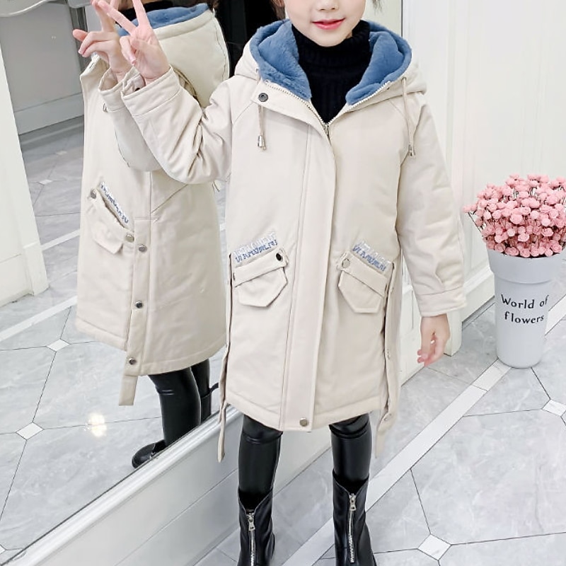 Kids Girls' Parka Letter Adorable School Coat Outerwear 7-13 Years Fall Pink Beige