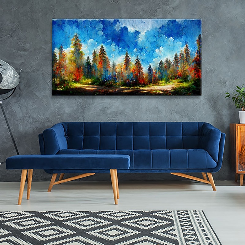 Handmade Oil Painting Canvas Wall Art Decoration Modern Colorful Mysterious Forest Landscape  for Home Decor Rolled Frameless Unstretched Painting2