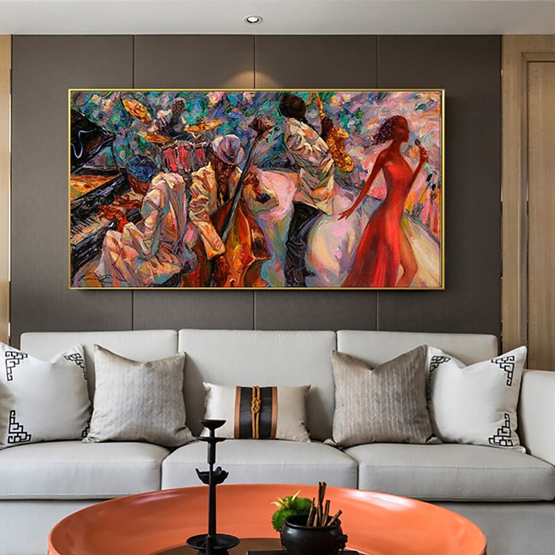 Handmade Oil Painting Canvas Wall Art Decoration Vintage Figure Drawing Concert for Home Decor Rolled Frameless Unstretched Painting4