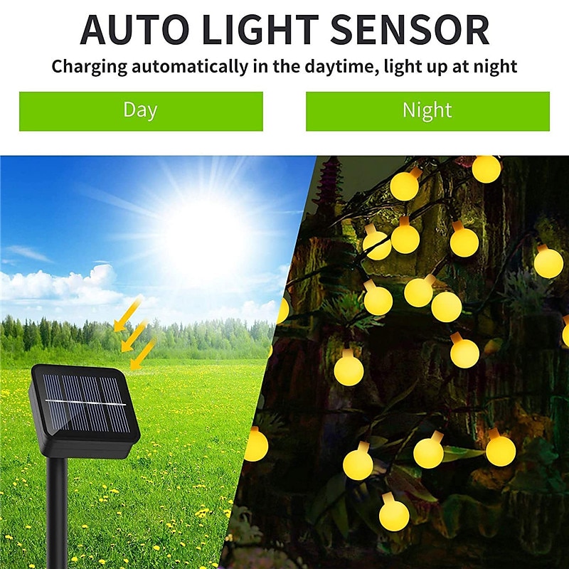 Mini Globe String Lights Solar LED Fairy String Lights 12M 100LED 5M 20LED  Outdoor Waterproof IP65 Camping Flexible Holiday Lights for Garden Christmas/Halloween Party Yard Decoration4