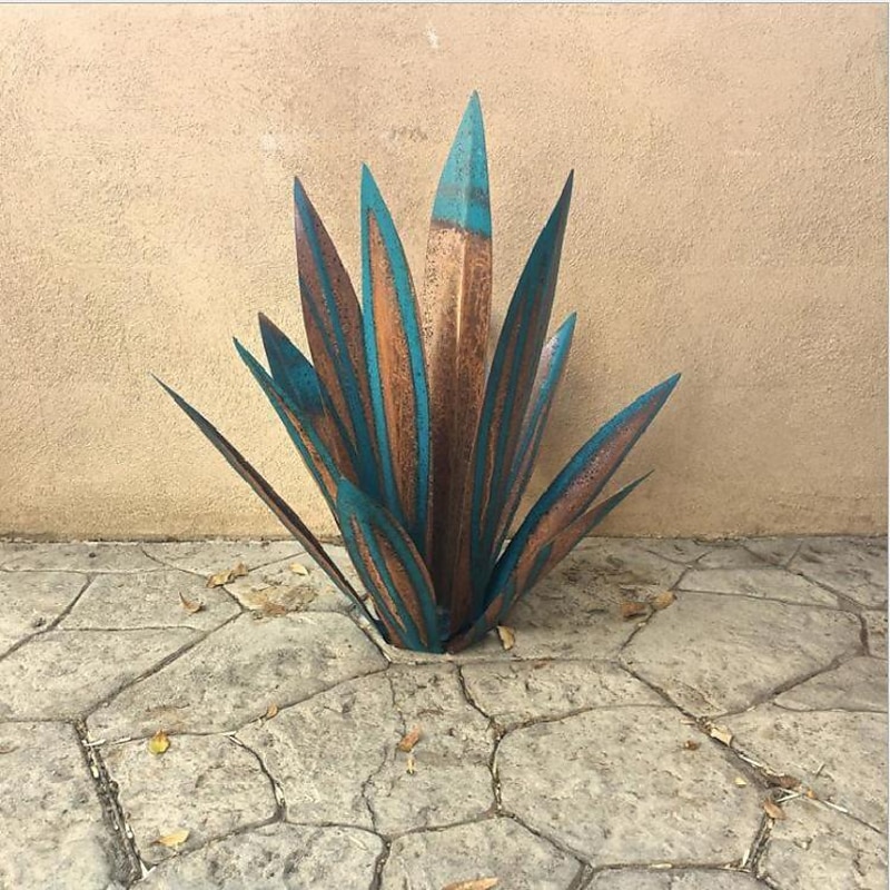 Tequila Rustic Sculpture, DIY Metal Agave Yard Art Plant, Rustic Hand Painted Metal Agave,Garden Yard Art Decoration Statue Home Decor for Yard Stakes,Garden Figurines,Outdoor Patio2