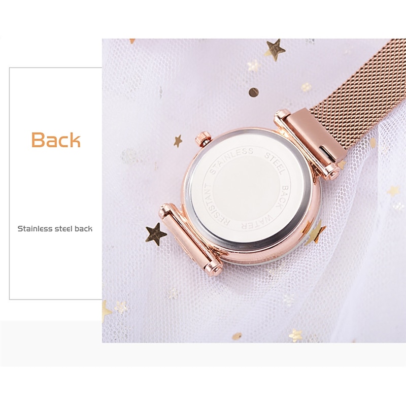 Women's Fashion Starry Sky Watches Magnet Buckle Mesh Belt Diamond Quartz Watch Women Dress Clock Quartz Watch for Women Analog Quartz Casual Alloy3