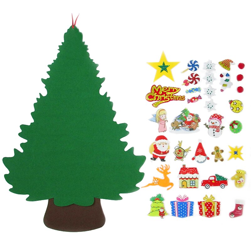DIY Felt Christmas Tree with Lights, 30 Detachable Ornaments & 40 Colorful LED Lights, Craft for DIY Christmas Decorations for Toddlers, Xmas Gifts, Door Wall Hanging2