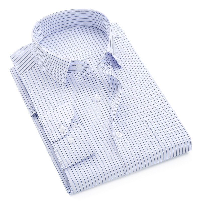 Men's Dress Shirt Striped Shirt Wrinkle Resistant Plaid / Striped / Chevron / Round Wedding Daily Wear Black-White White Royal Blue Blue Long Sleeve Turndown Spring &  Fall Clothing Apparel4
