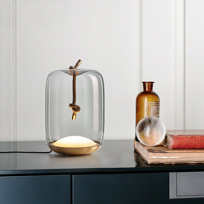 Bedside lamps Table Lamp, 3000K 18cm Modern Minimalist Art Glass Table Lamp Study Room Bedside Bed Creative Table Lamp Adjustable Classic Noble Bedroom Lamp 110-240V2