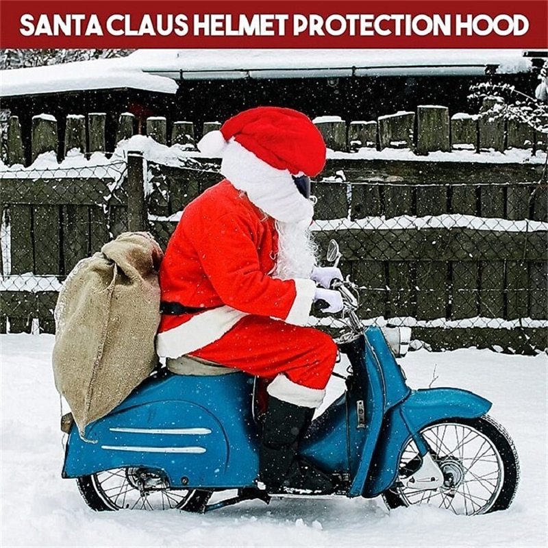 Santa Claus Hat Motorcycle Helmet Cover Santa Claus Motorcycle Helmet Cartoon Protective CoverChristmas4