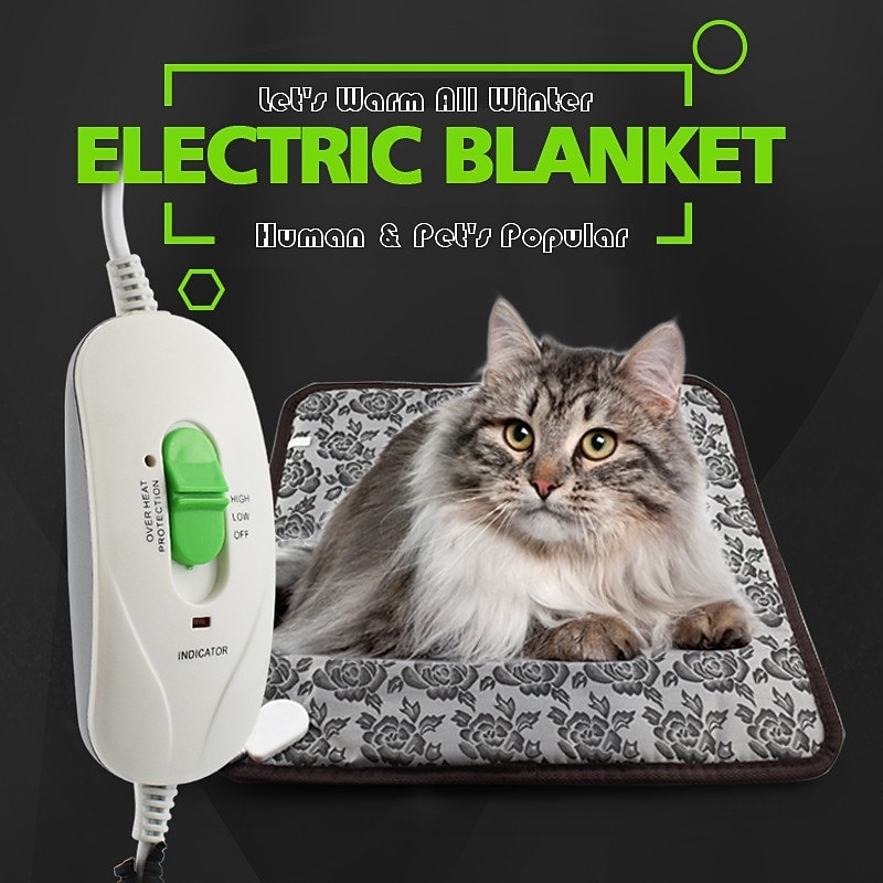 Pet Electric Heating Pad for Dogs & Cats With Anti-bite Steel Cord Waterproof Adjustable Dog Warm Bed Mat Heated Pet Pad 45*45cm