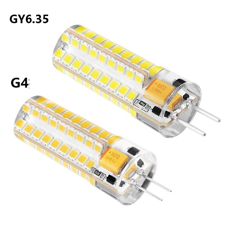 LED Corn Lights 4pcs Optional G4  GY6.35 7W 72LED Beads SMD 2835 Silica Gel 700 lm Warm White White Crystal Chandelier Bulb  Lighting Source  AC/DC12V2