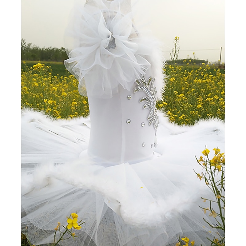 Kids' Dancewear Ballet Dress Feathers / Fur Glitter Crystals / Rhinestones Girls' Training Performance Spandex4