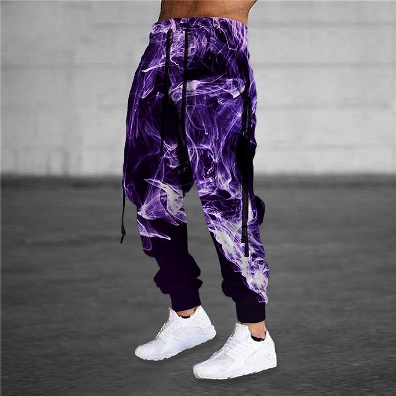 Men's Sweatpants Joggers Trousers Drawstring Elastic Waist 3D Print Graphic Prints Comfort Breathable Sports Outdoor Casual Daily Cotton Blend Terry Streetwear Designer Light Green Purple