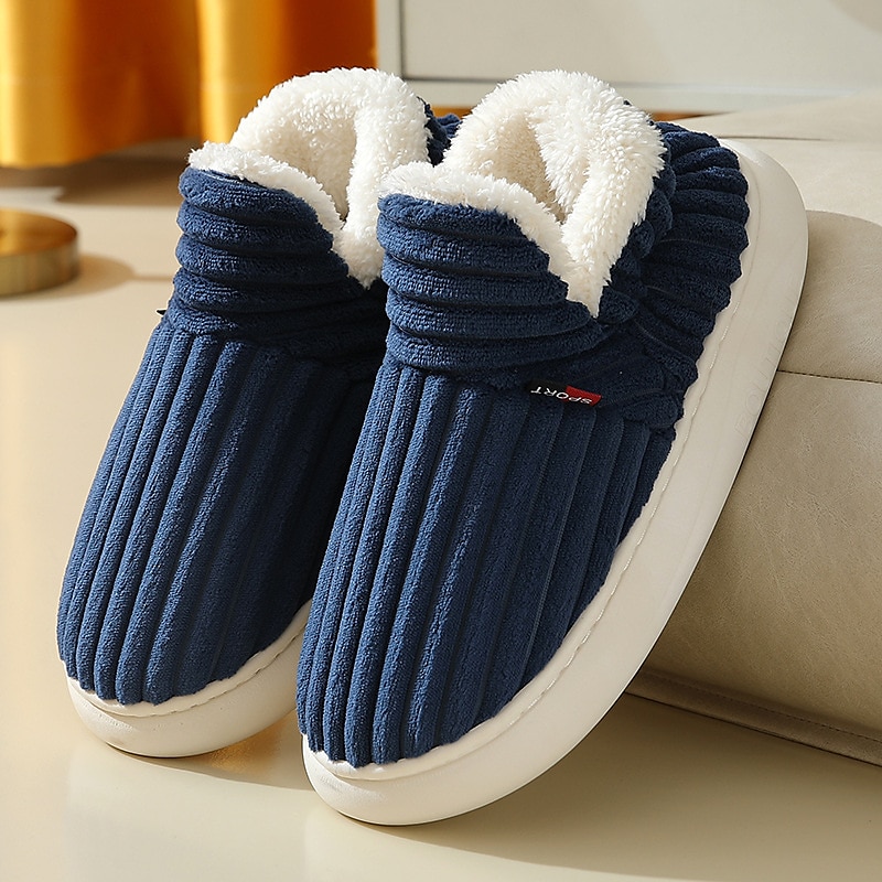 Men's Women's Cozy Indoor Slippers - Fleece Lined Non-Slip Winter House Shoes