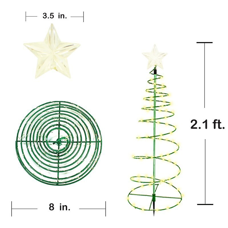 Christmas Tree with Lights Outdoor Pathway Lights Solar 50LEDs LED Stake Lights String Lamps Outdoor Garden Metal Christmas Tree 6m/19.7 Inch4