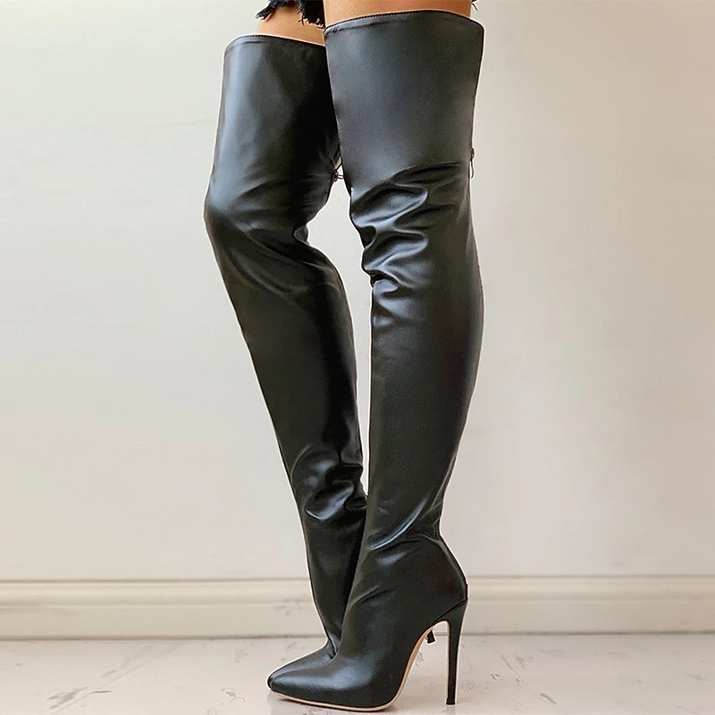 Women's Black Boots Over-the-Knee Boots with Stiletto Heel - Pointed Toe High Heel Boots for Evening Party3