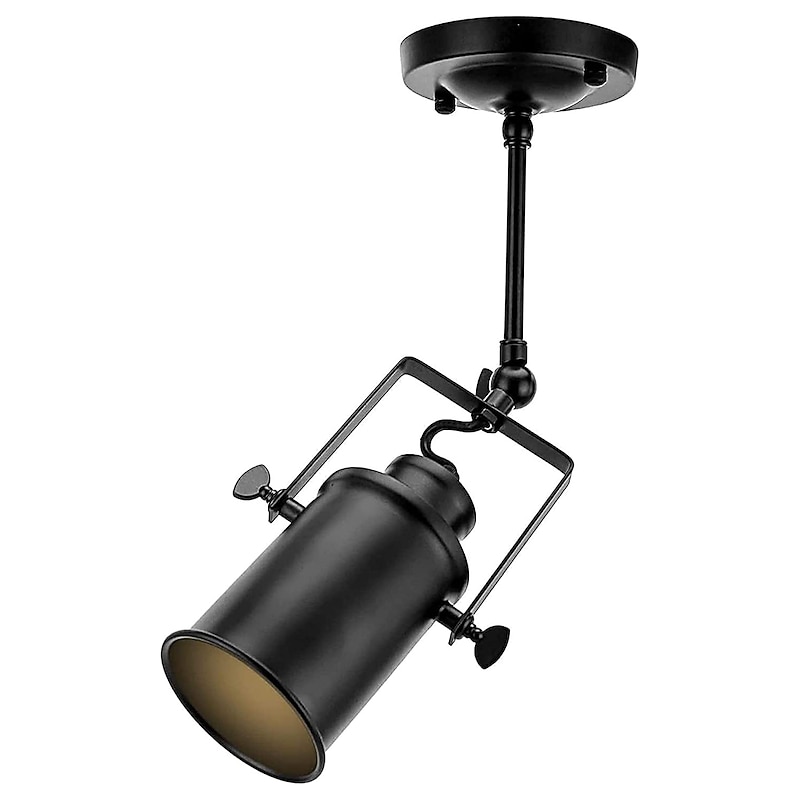 LED Ceiling Spotlight Retro Vintage Ceiling lights E27 Downlight, 2-lights Round Design Black Iron Lampshade, Rotatable Adjustable Industrial Wind Spotlights2