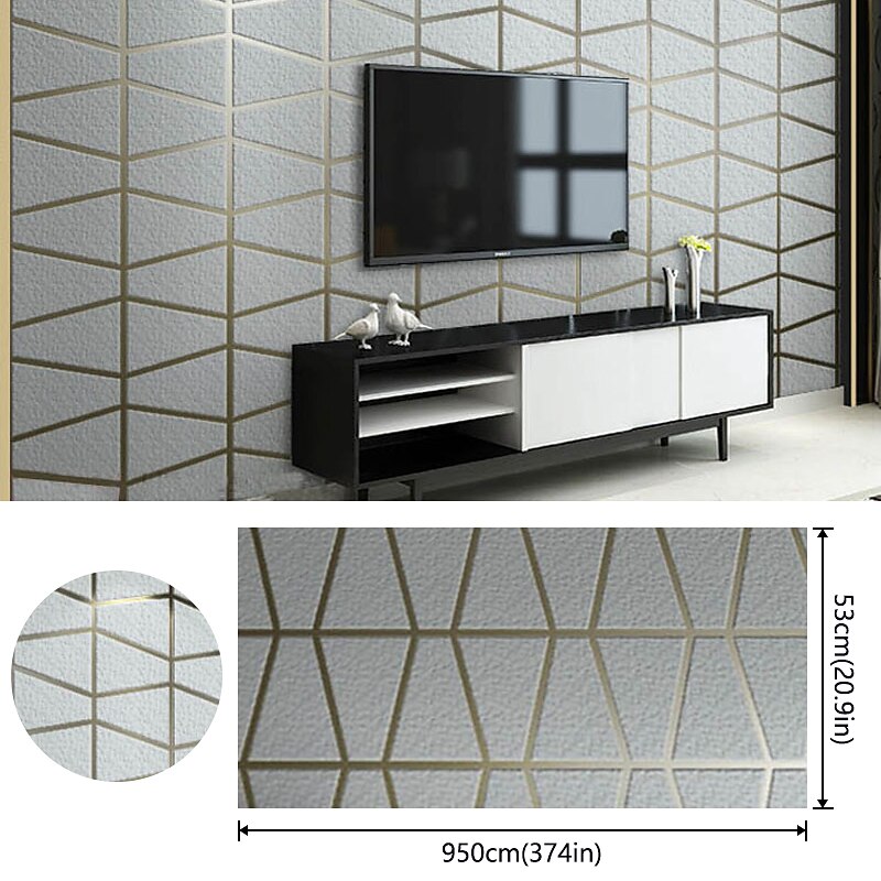 Geometric Wallpaper 3D Wall Murals Non-woven Fabric Imitation Deerskin Velvet Wallpaper Adhesive Required for Bedroom Living Room TV Background  Home Decoration 53x950/20.87''x374''2