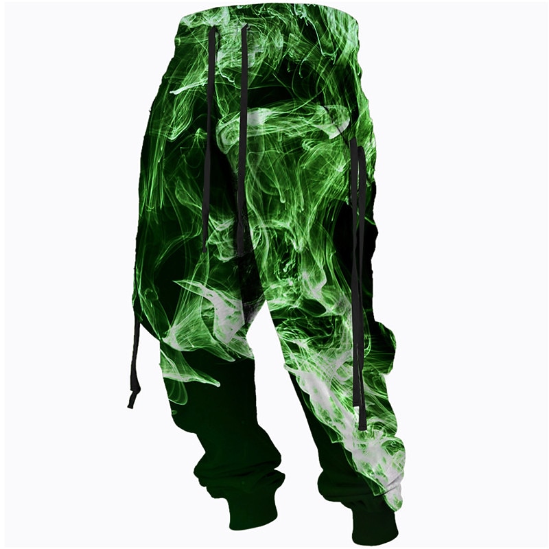 Men's Sweatpants Joggers Trousers Drawstring Elastic Waist 3D Print Graphic Prints Comfort Breathable Sports Outdoor Casual Daily Cotton Blend Terry Streetwear Designer Light Green Purple4