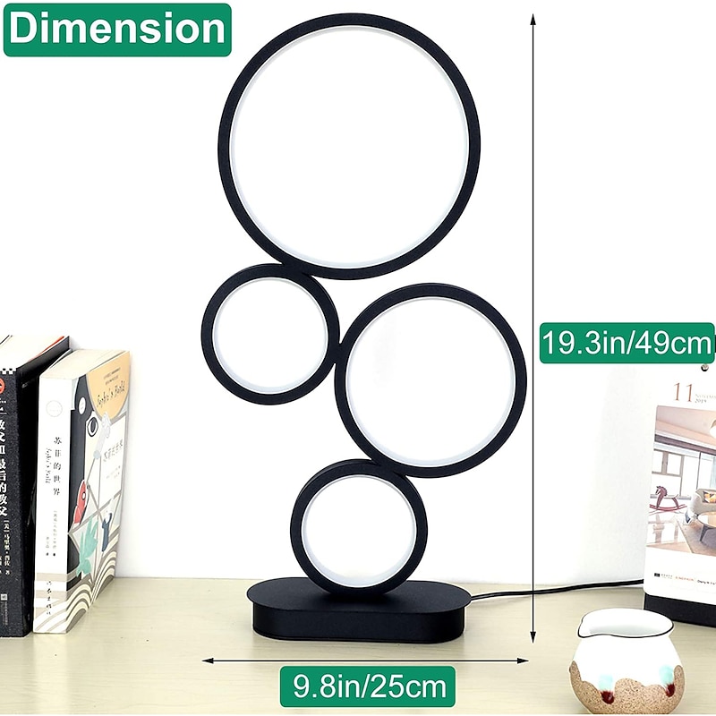 LED Table Lamp Black Modern Dimmable Bedside Table Lamp 18W 3 Color Modes Applicable to Living Room Bedroom Office Bedside Cabinet and Bookcase4